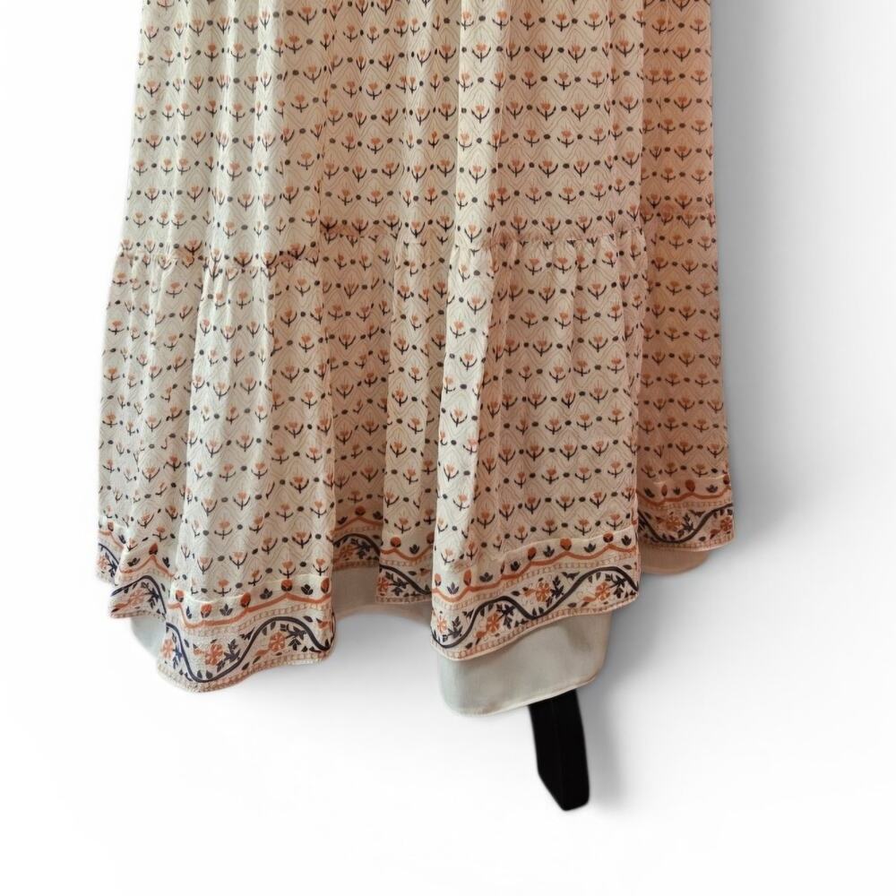 Ulla Johnson Silk Chiffon Floral Peach V-Neck Bohemian Maxi Dress Size 2 - Picture 3 of 8